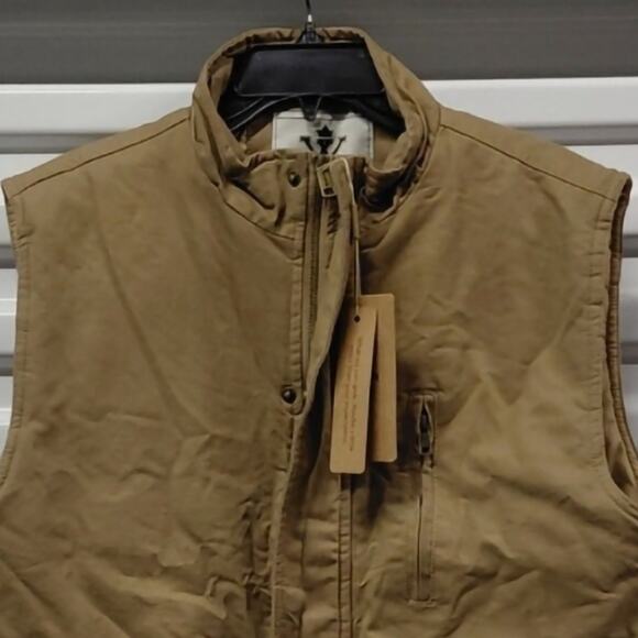 Wenven Mens Medium Canvas Utility Vest Khaki Warm Work Outdoor Jacket Gorpcore - Picture 6 of 10